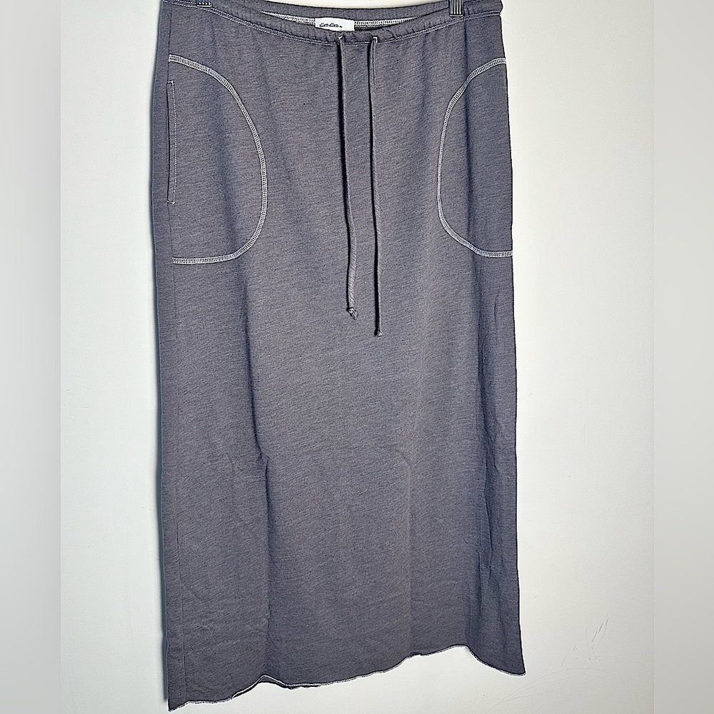 ALLEN ALLEN Women’s Gray Cotton Blend Ankle-Length Drawstring Skirt Size Medium